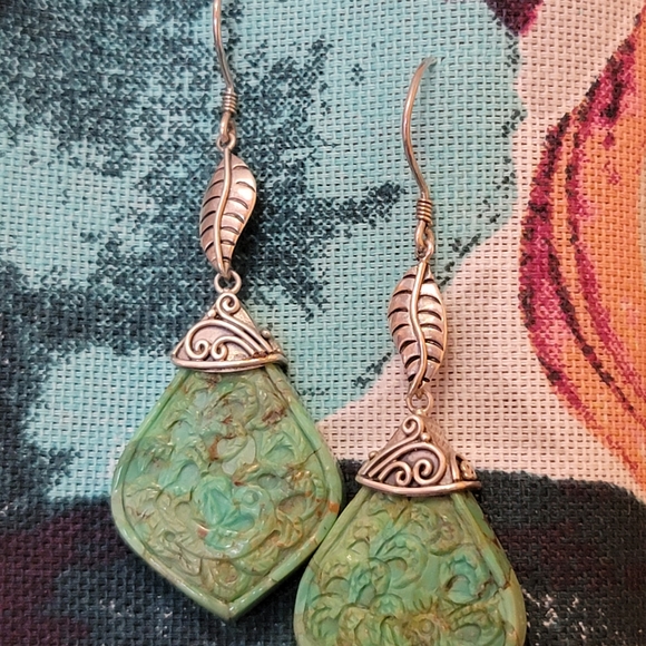Jewelry - COPY - SS Green Turquoise Dangle Earrings